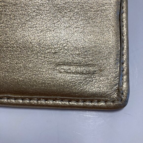 Vintage Coach Rare Ashley Floral Iris Tri-Fold Wallet Canvas and Leather Gold - Picture 11 of 12